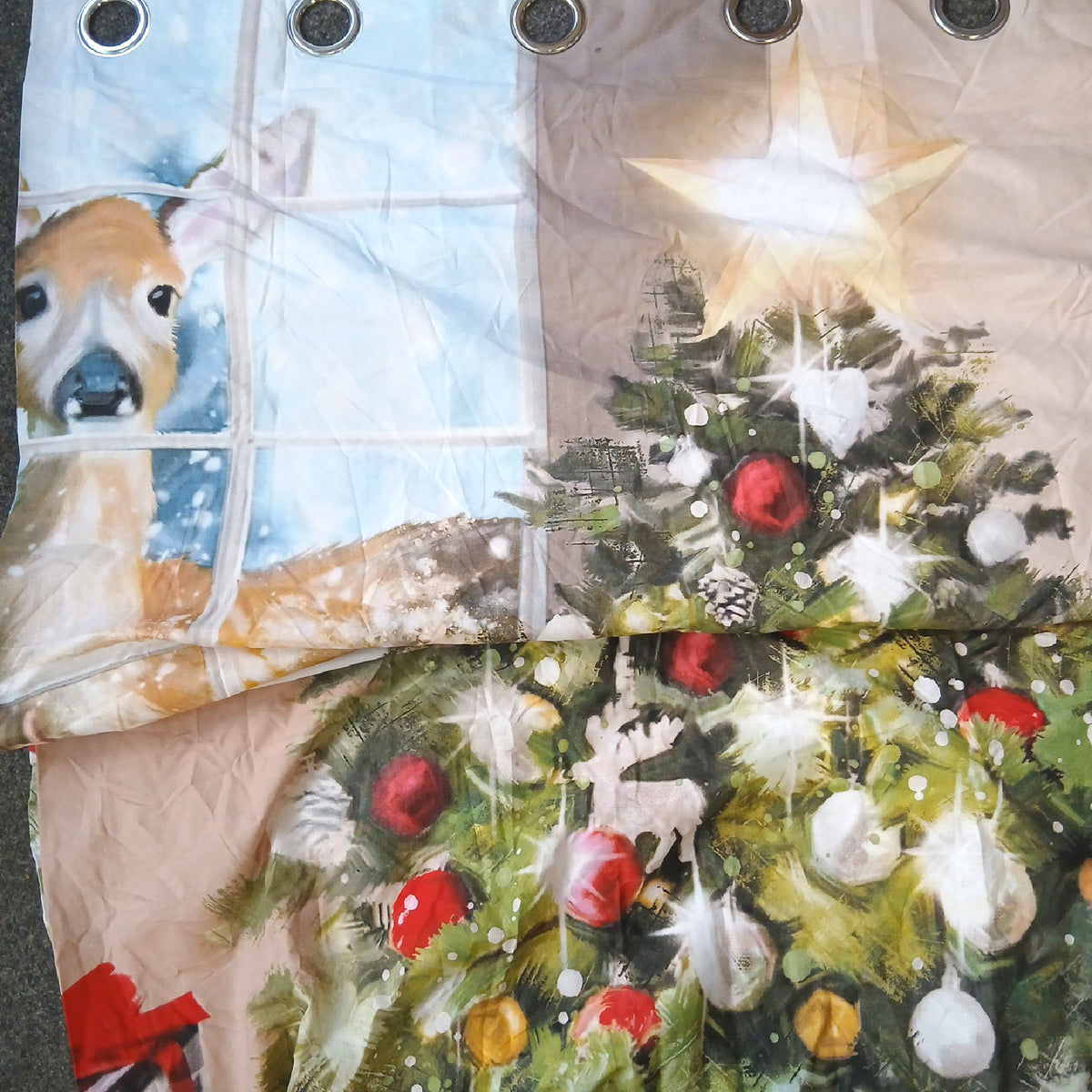 Fusion Ösenvorhang Weihnachtsbaum & Hunde - B 55 x L 84 (138 × 214 – Sehr gut