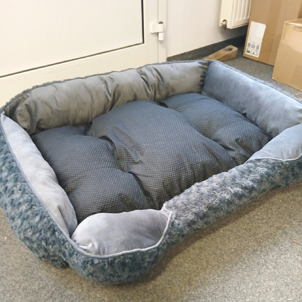 Hundebett groß Hundeausstattung Fleece grau 100 × 70 cm kuschelig – Sehr gut