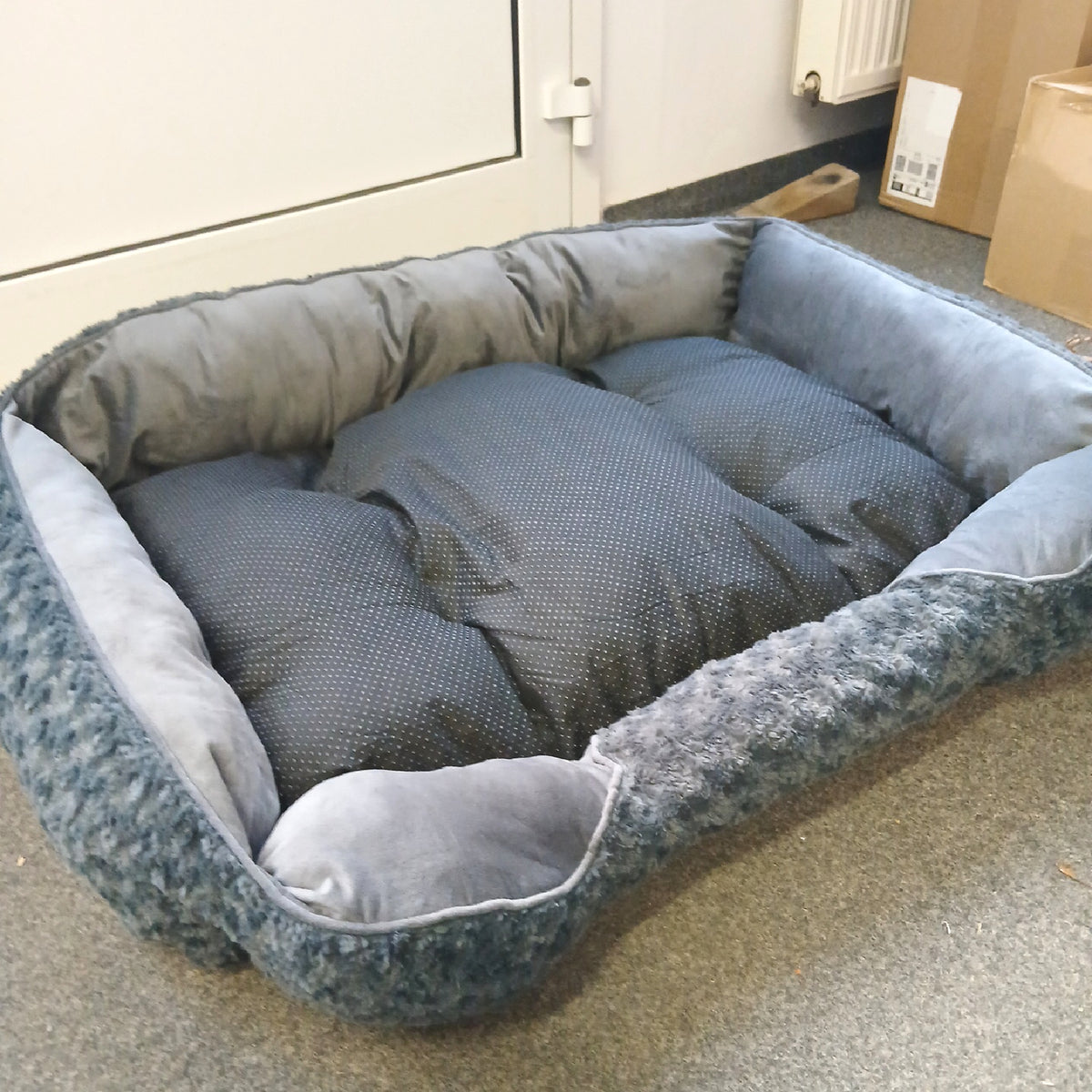 Hundebett groß Hundeausstattung Fleece grau 100 × 70 cm kuschelig – Sehr gut