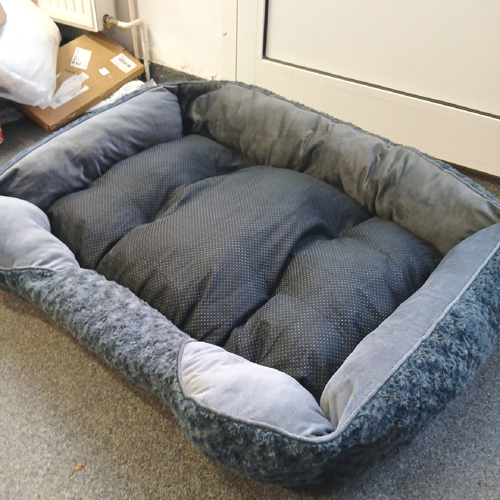 Hundebett groß Hundeausstattung Fleece grau 100 × 70 cm kuschelig – Sehr gut