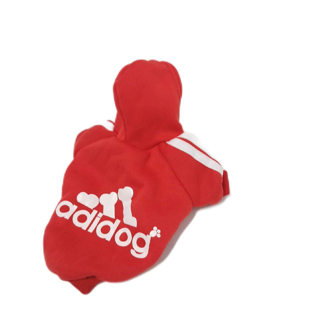 Hundeanzug "Adidog" rot Größe S, Hundeoverall für kleine Hunde – Wie neu