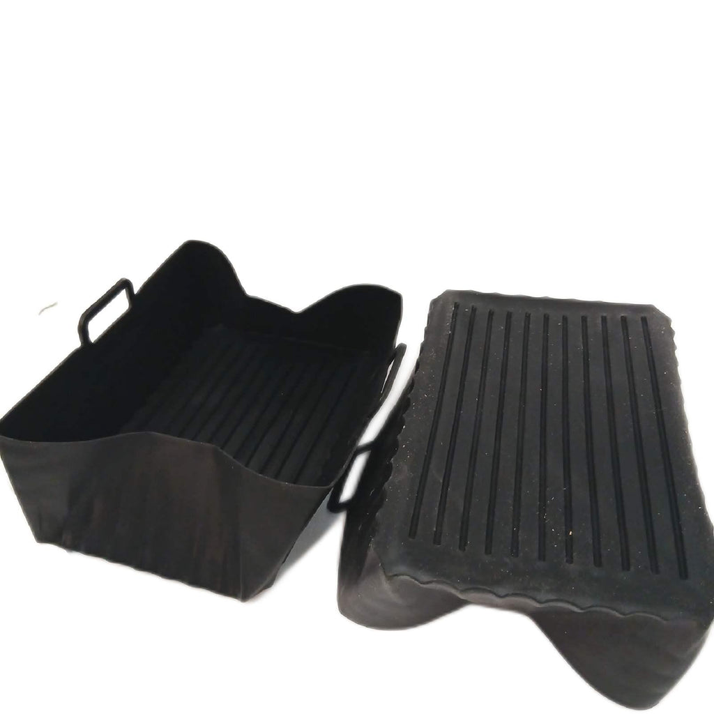 Silikonkorb Airfryer Zubehör 13 × 20 cm 2er-Set Schwarz Frittieren – Wie neu