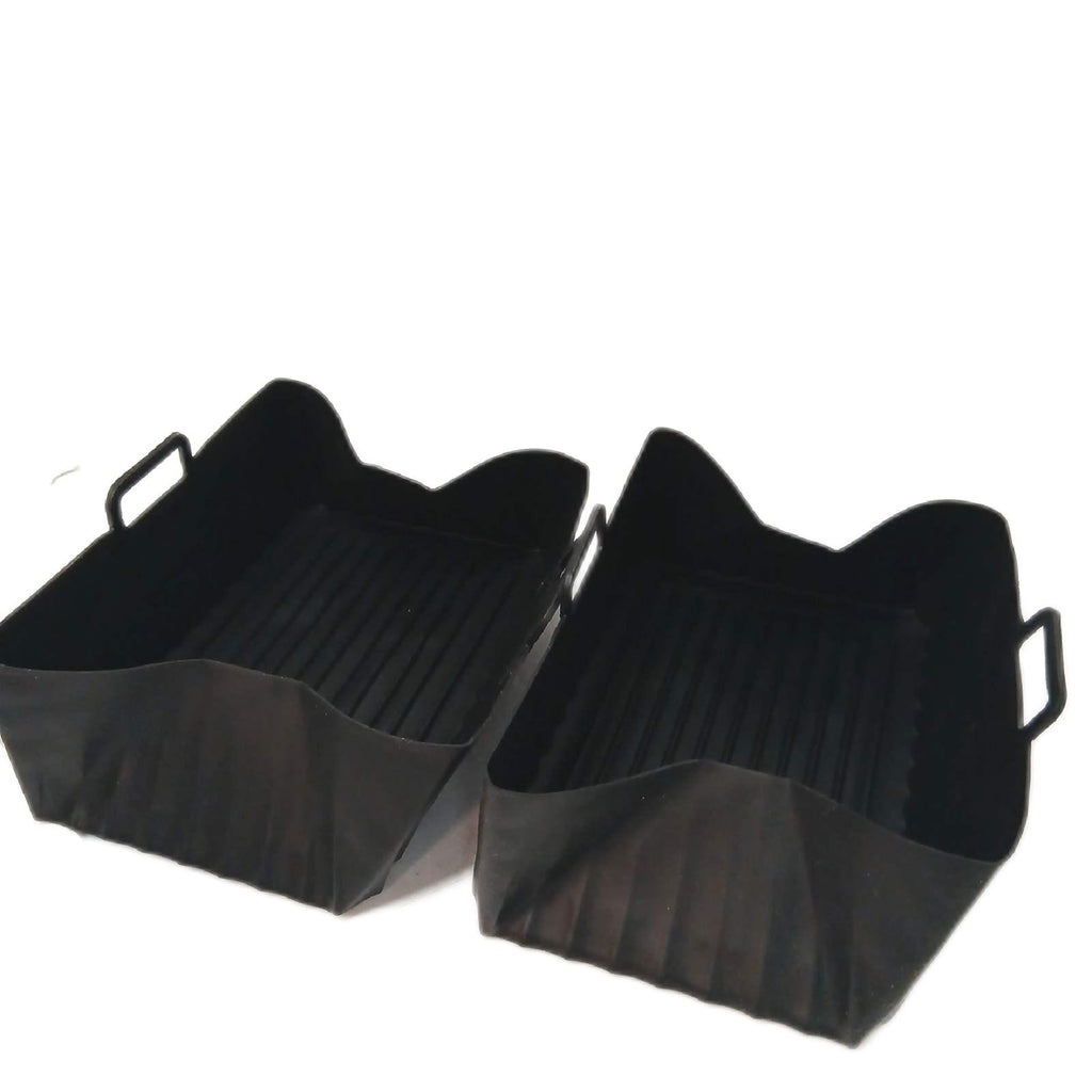 Silikonkorb Airfryer Zubehör 13 × 20 cm 2er-Set Schwarz Frittieren – Wie neu