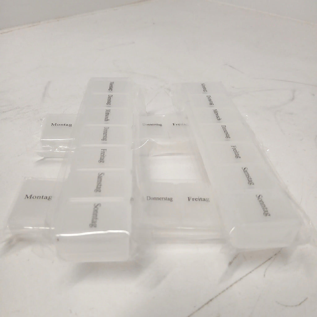 4 Stück 7 Tage Medikamentenbox Pillendose Pillenbox Tablettenbox Dosierbox – Neu