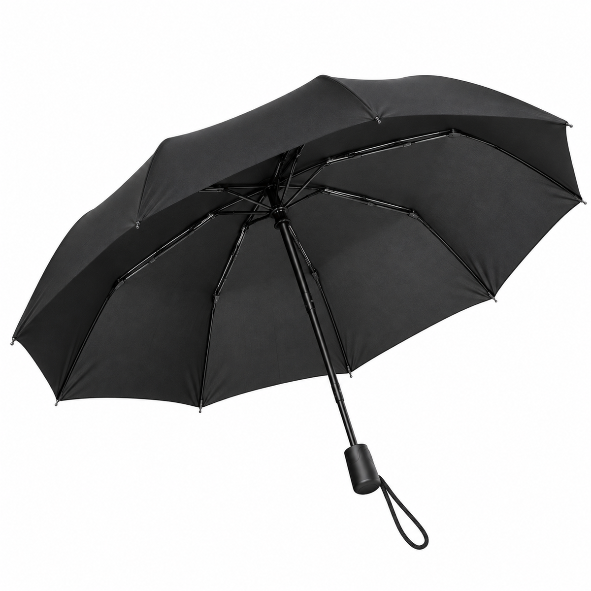 Impliva Automatik-Regenschirm Schwarz 117 cm windfest mit Hakengriff