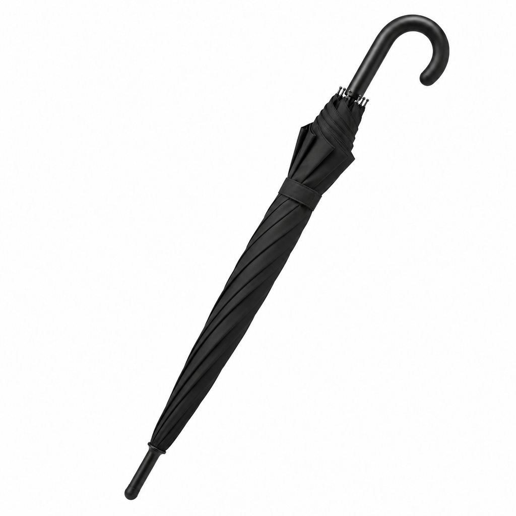 Impliva Automatik-Regenschirm Schwarz 117 cm windfest mit Hakengriff