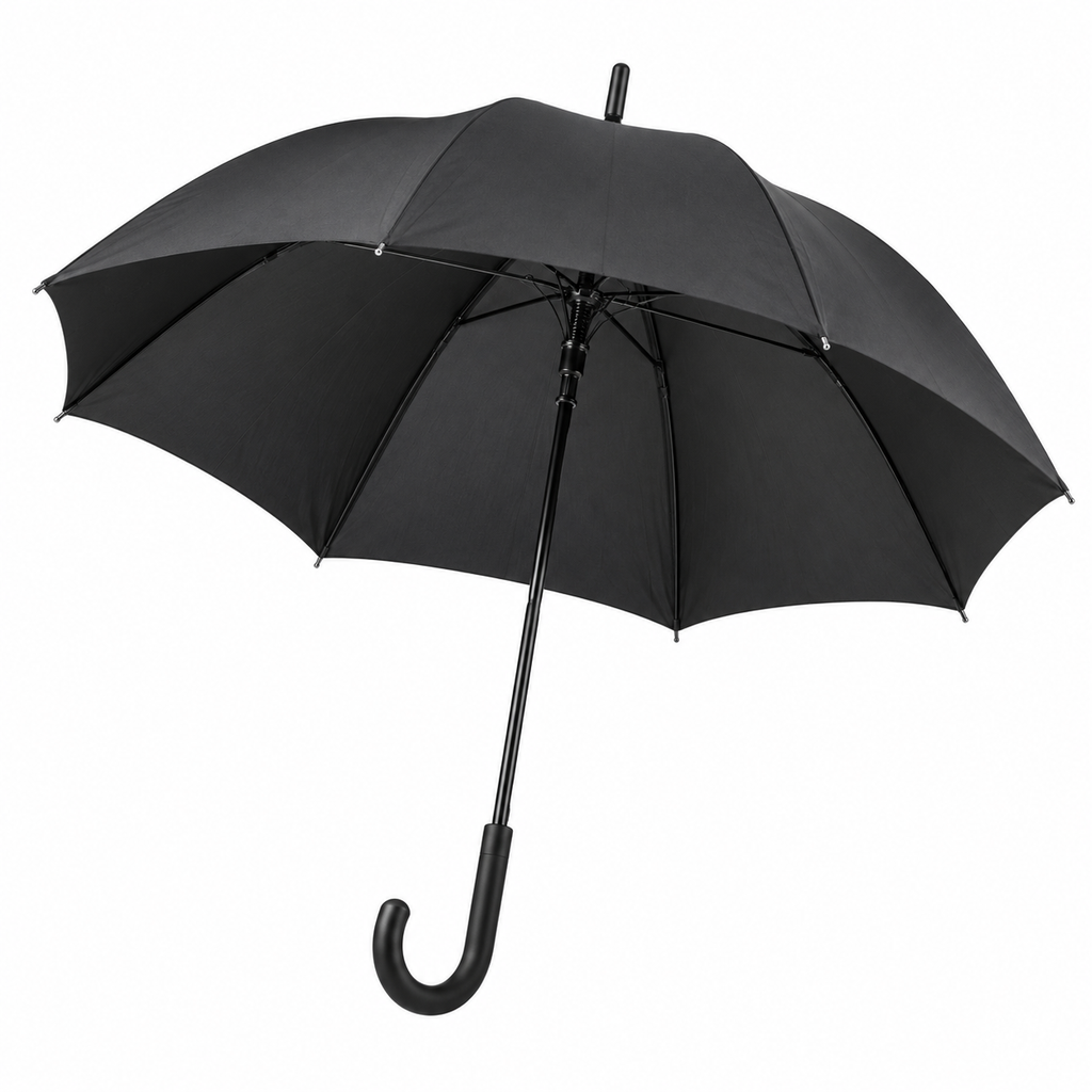 Impliva Automatik-Regenschirm Schwarz 117 cm windfest mit Hakengriff