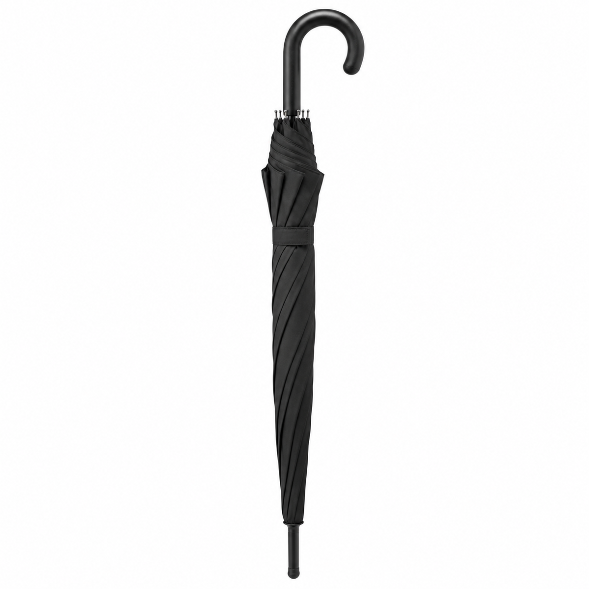 Impliva Automatik-Regenschirm Schwarz 117 cm windfest mit Hakengriff