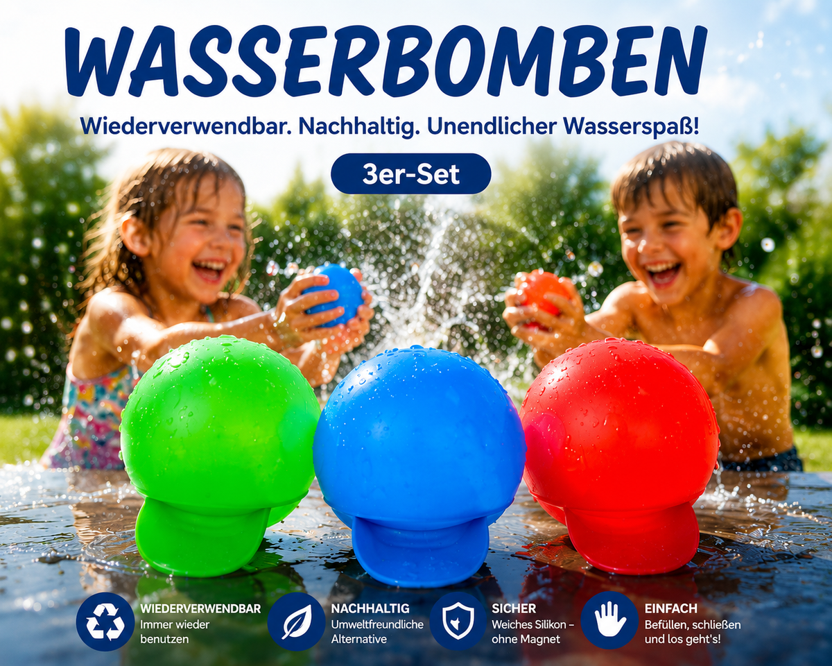 Wiederverwendbare Silikon-Wasserbomben, 3er-Set