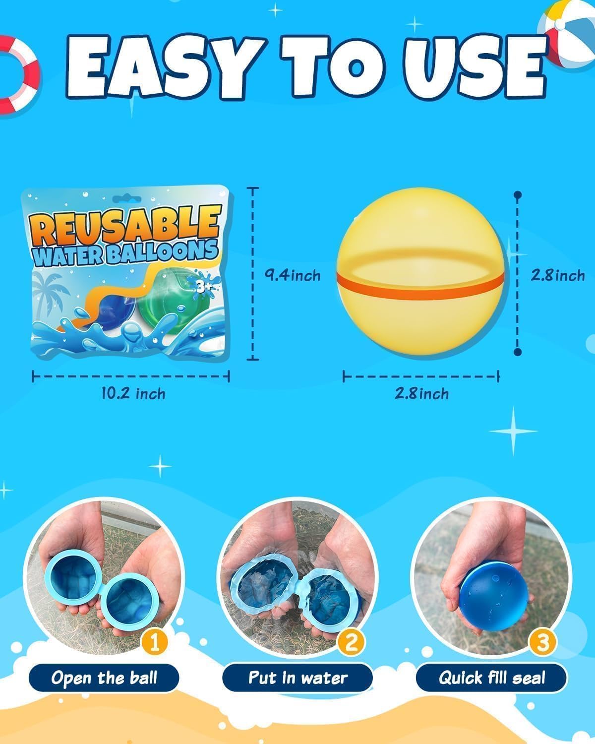 Wasserbomben Wiederverwendbar,12PCS Magnetische Wasserbomben Selbstschließend,Eine Sekunde Schnellfüller,Wasserspielzeug,Poolspielzeug, Kinder und Erwachsene bei Sommer Outdoor Partys