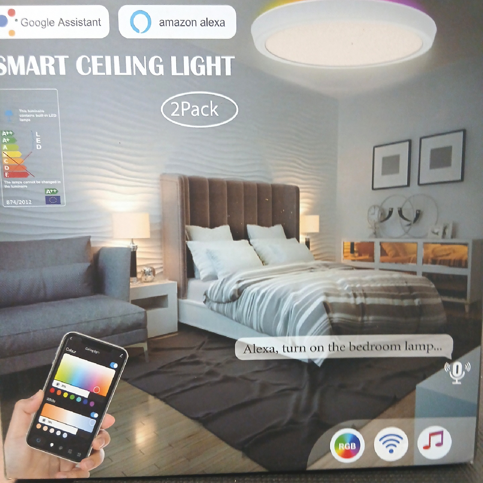 Bomcosy Intelligente Deckenbeleuchtung, WiFi Farbwechsel Deckenleuchte, 35W 2400