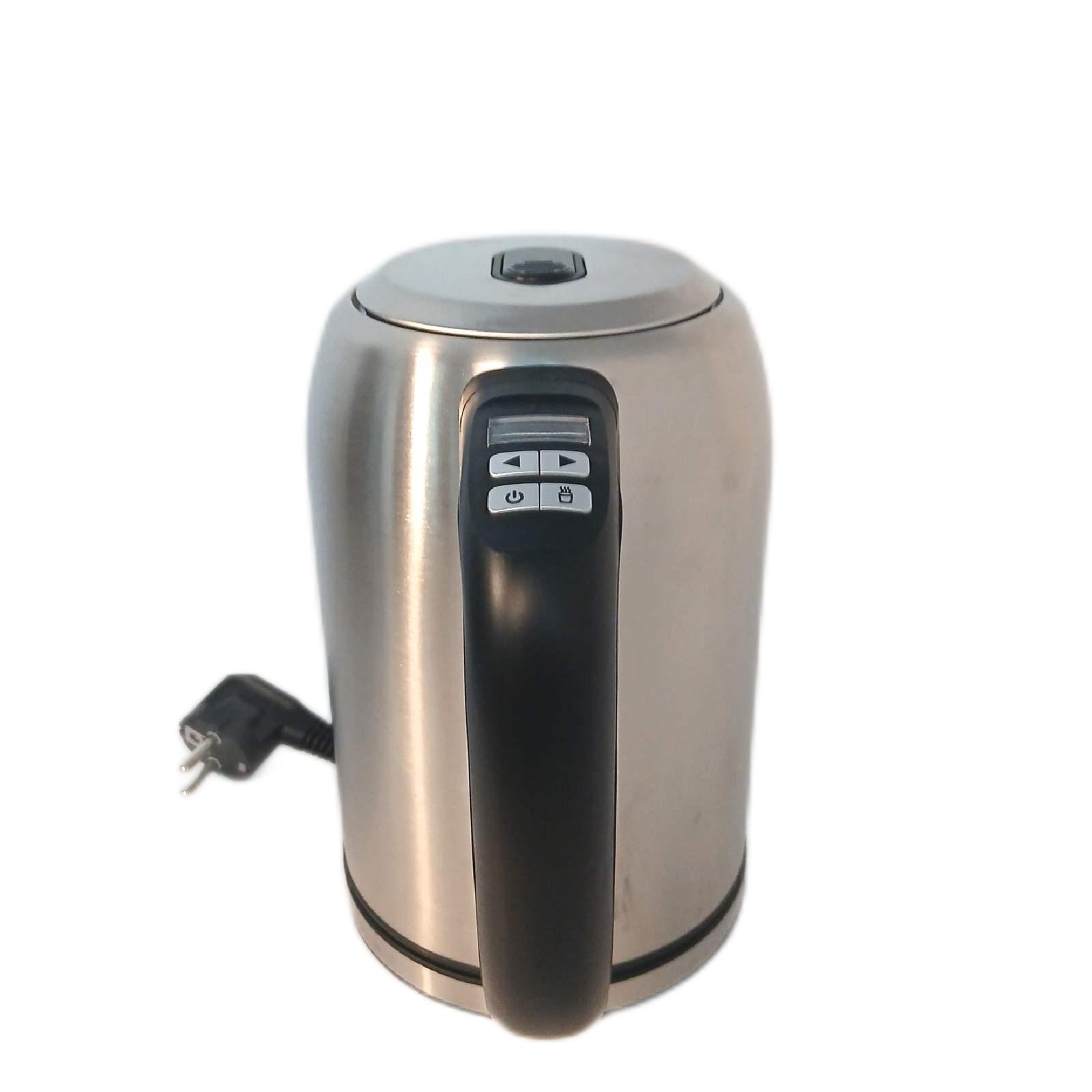 Amazon Basics Edelstahlwasserkocher mit Digitalanzeige, Strix-Controller, Warmhaltefunktion, Temperaturregelung, 1,7 l (EU-Stecker), Silber