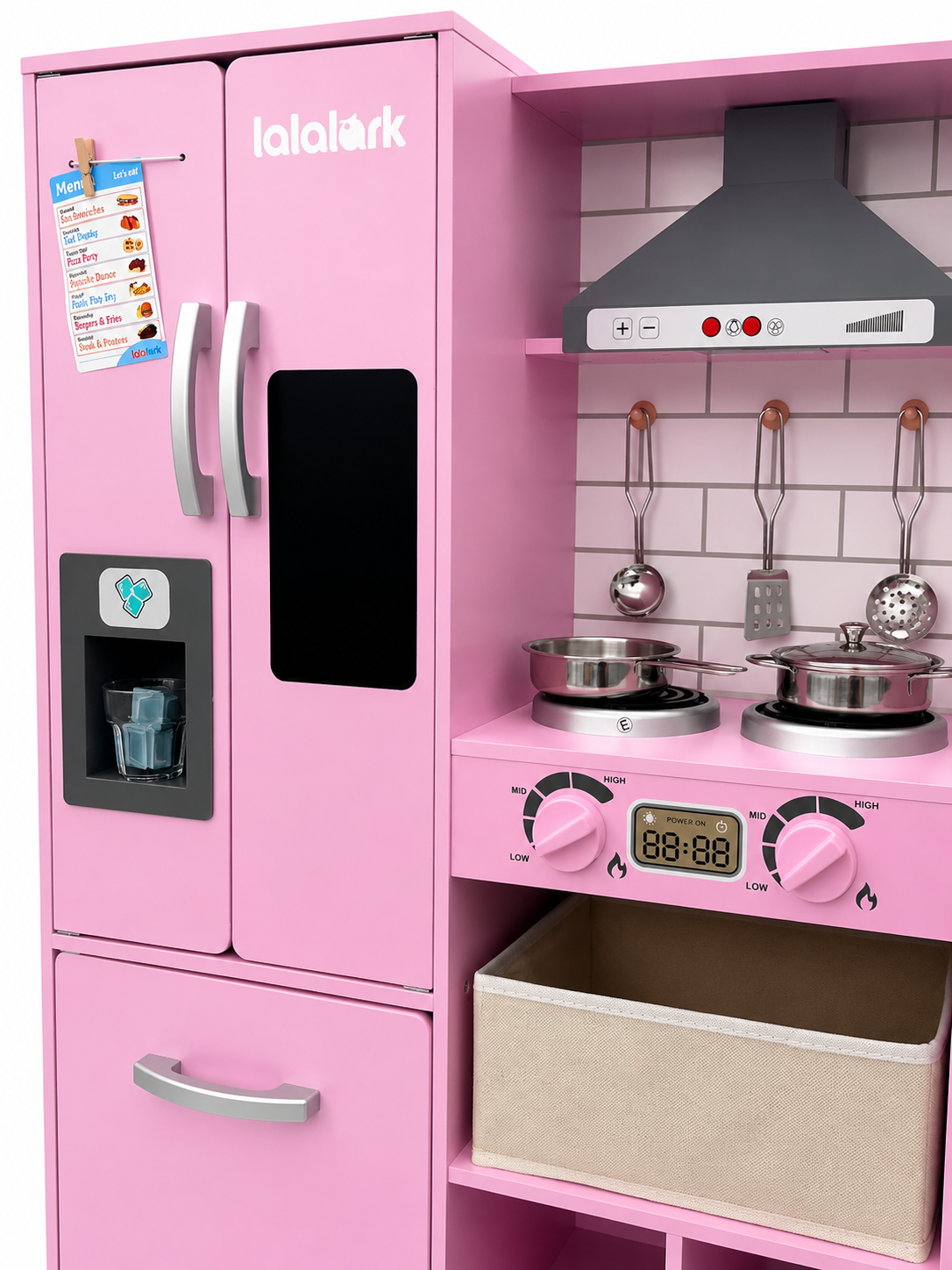 Große Kinderküche Holz Rosa mit Kühlschrank & Mikrowelle Neu OVP