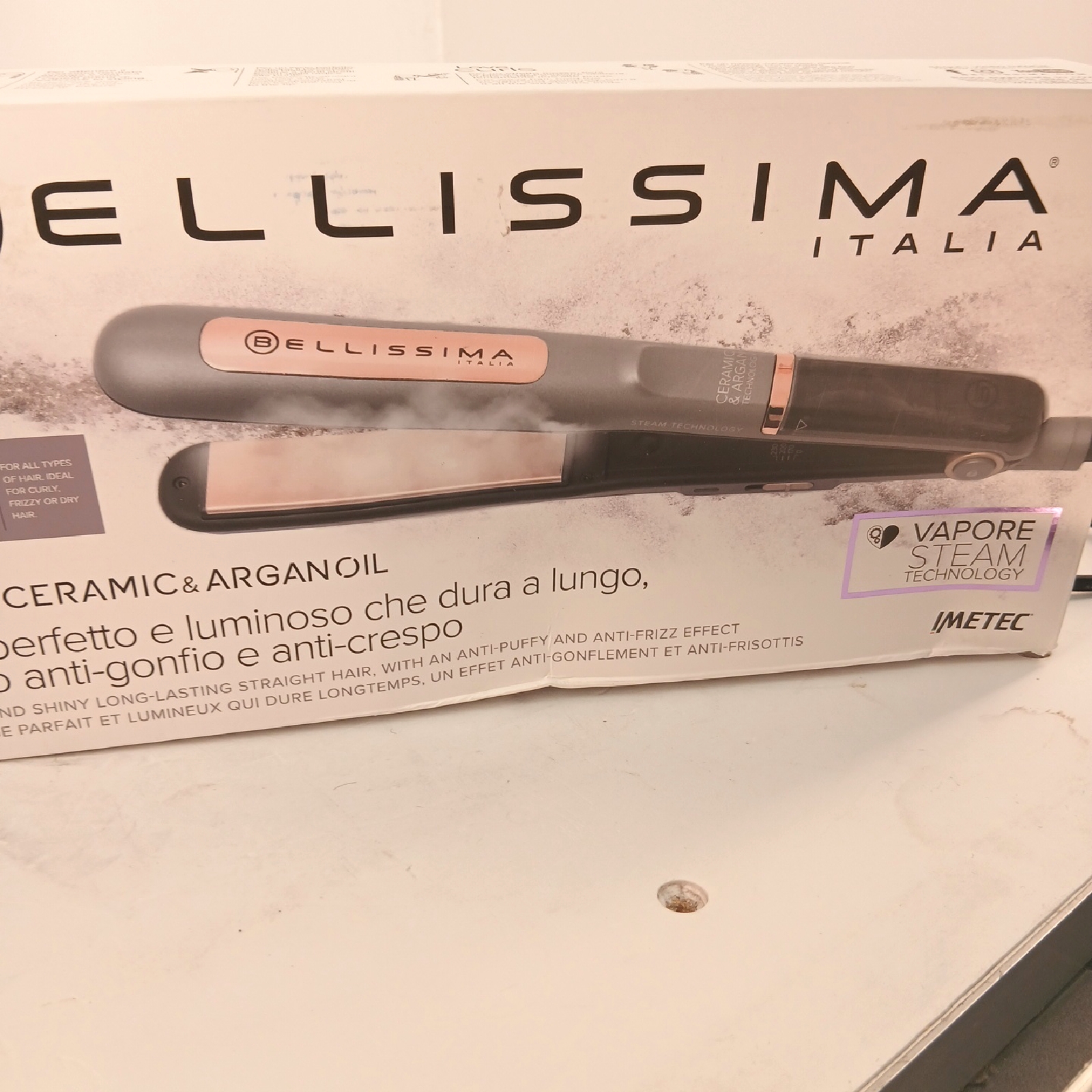 Bellissima Imetec Dampf Keramik und Arganöl Glättung Dampf Haarpflege Glätteisen