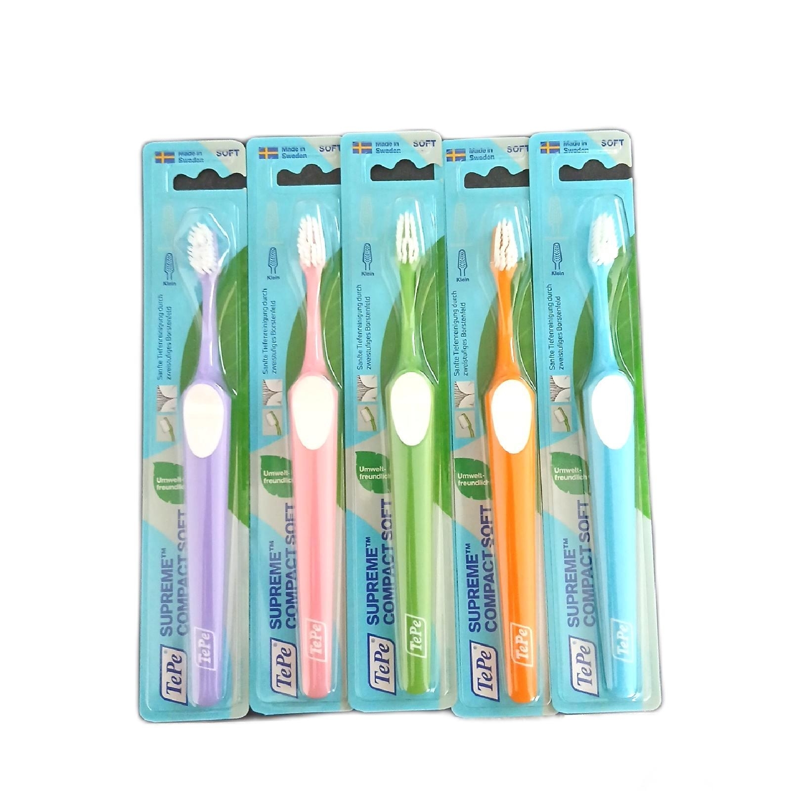 TEPE Supreme Compact Zahnbürste ? Konische Bürsten-Form mit kurzen und langen Bo