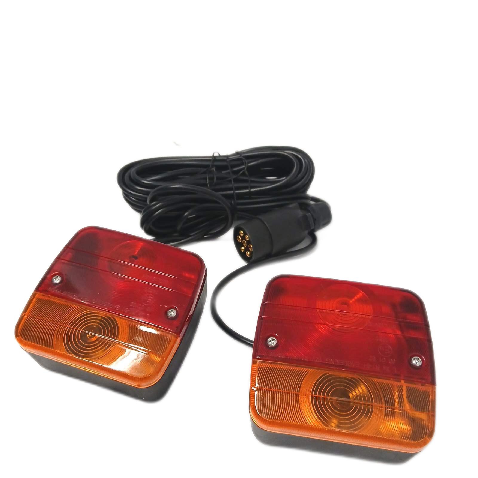 Autoutlet Anhänger Rückleuchten, 12V Universal Rückleuchten Set Anhänger 7 Polig Stecker, 7,5M Kabel & E13---, Wasserdicht Ip65, Pkw Lkw Rücklicht Beleuchtung Für Caravan Boot Vans