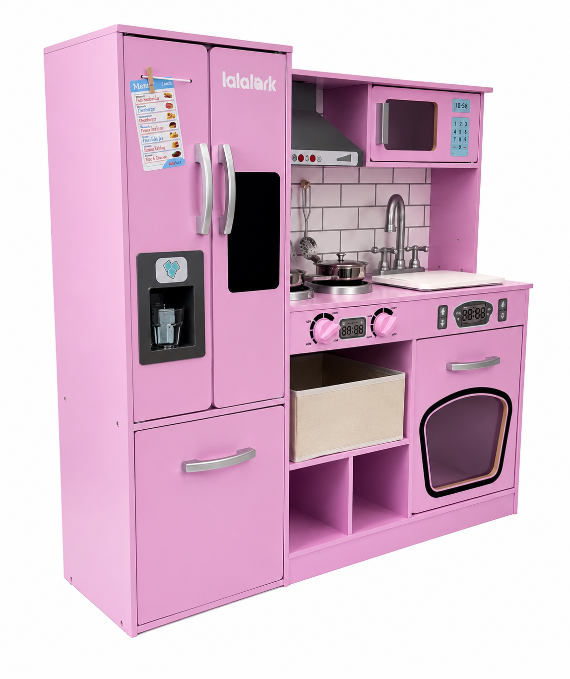 Große Kinderküche Holz Rosa mit Kühlschrank & Mikrowelle Neu OVP