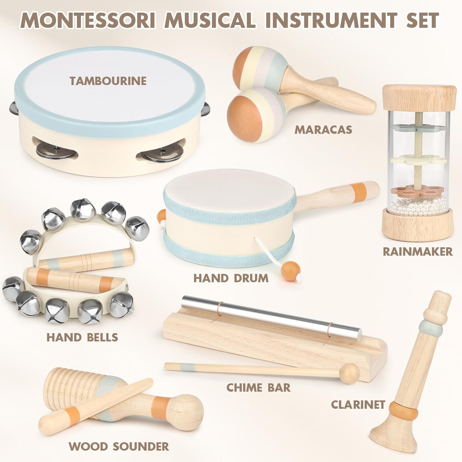 Musikinstrumente für Kinder Kinderspielzeug ab 2 Jahre Holzspielzeug Baby Schlagzeug Kinder Trommel Percussion Instrumente Musikinstrumente