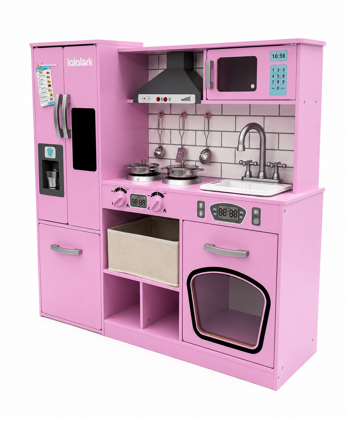 Große Kinderküche Holz Rosa mit Kühlschrank & Mikrowelle Neu OVP