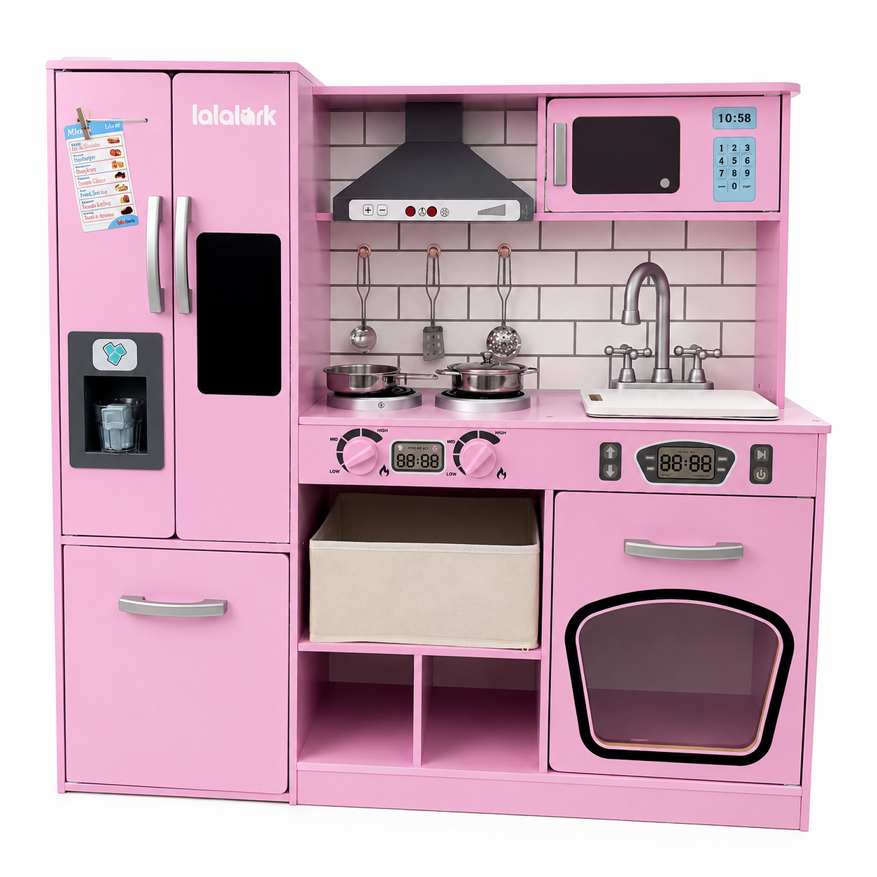 Große Kinderküche Holz Rosa mit Kühlschrank & Mikrowelle Neu OVP