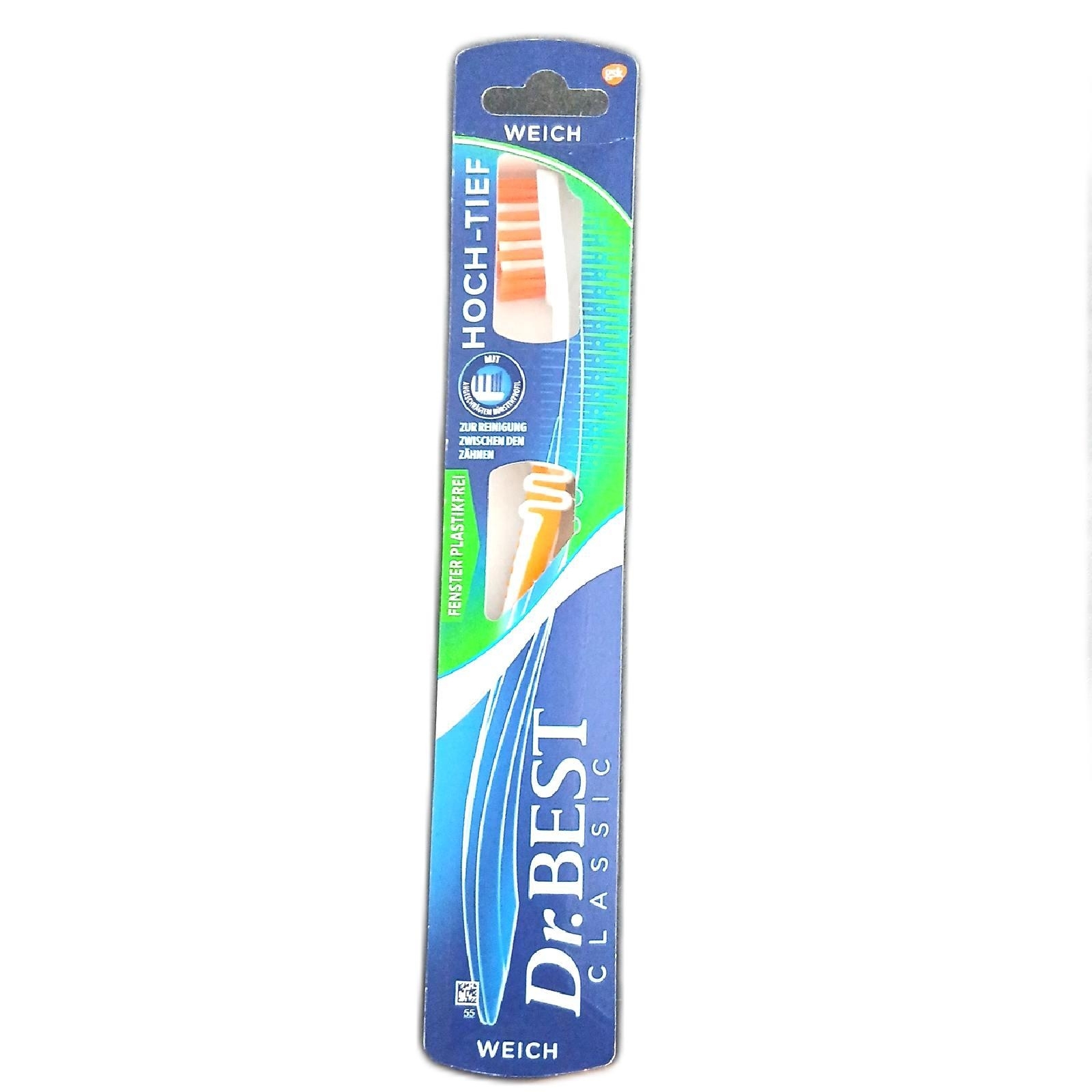 Dr.BEST Hoch-Tief Zahnbürste, Weich (1 Stück) ? Hoch-Tief-Borsten für eine gründ